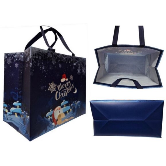 4 Pcs. Christmas-Themed 1 Large Gift Bag & 3 Plastic Cups Gift Set - NEW - Picture 7 of 16